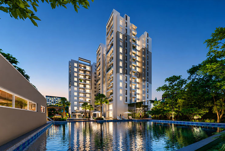 Sapthagiri Nirvana 3 BHK master bedroom with elegant premium finishes Gunjur