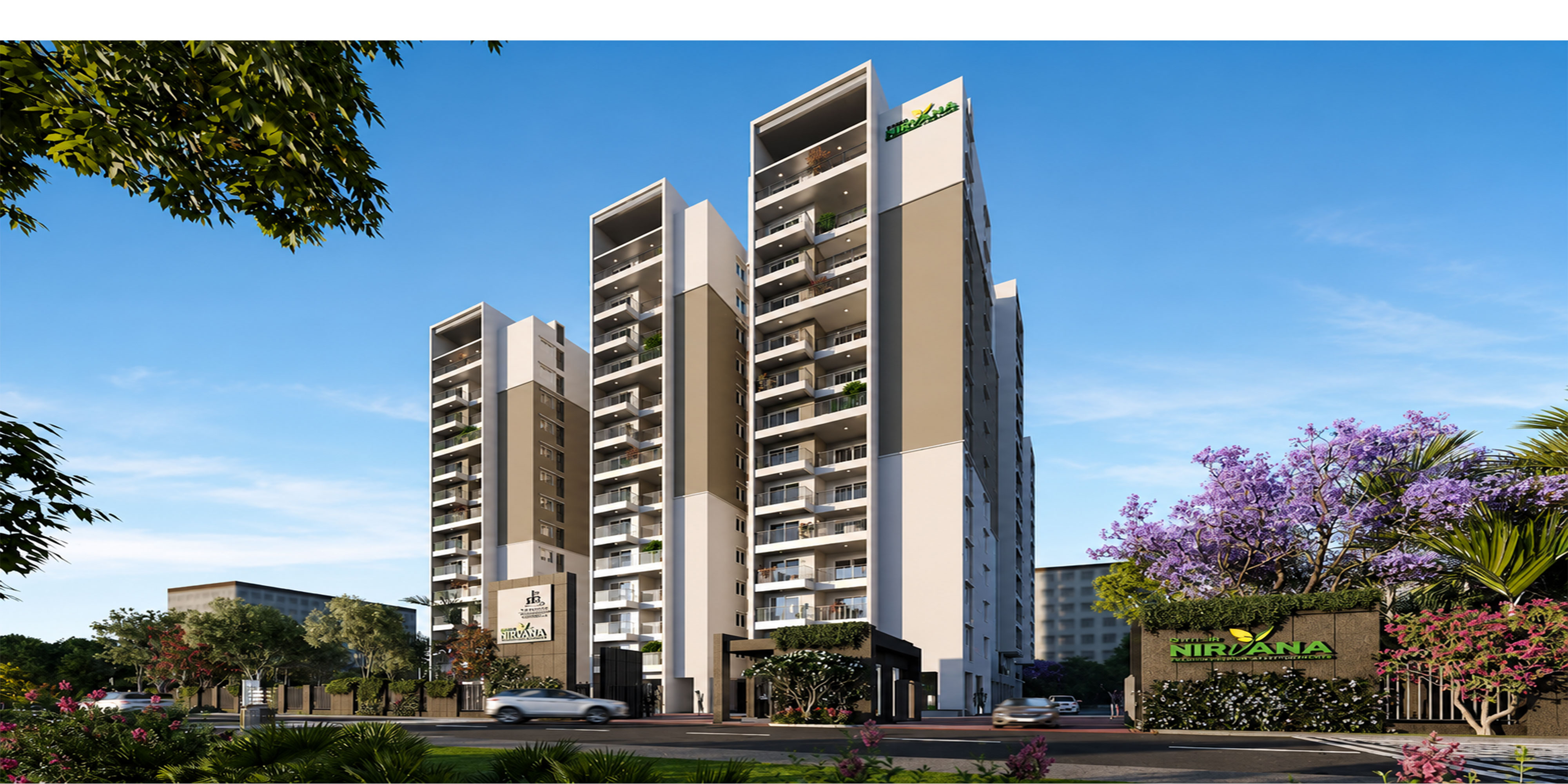 Sapthagiri Nirvana luxury residential tower exterior banner view Varthur-Sarjapur Road, Bangalore
